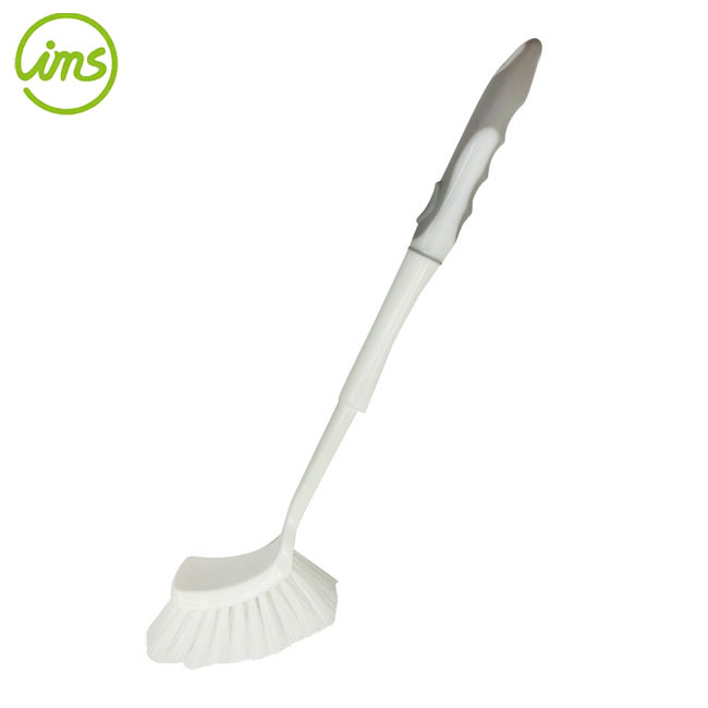 brosse à tête courbée à long manche - gris